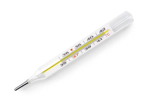 Mercury Thermometer Isolated White Background Medical Mercury Thermometer — Stock Photo, Image