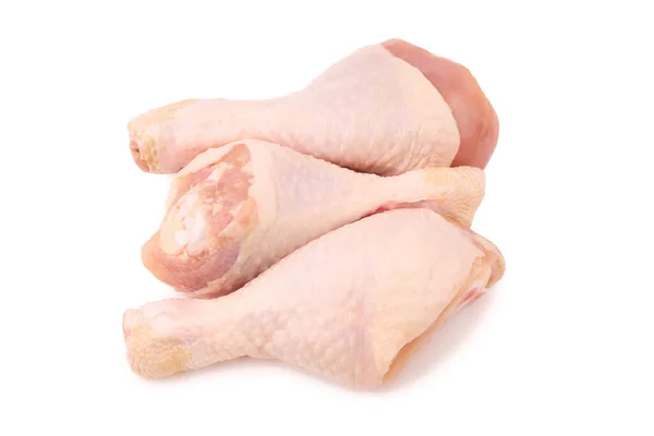 Jambes Poulet Crues Sur Fond Blanc Isolé Viande Poulet Viande — Photo