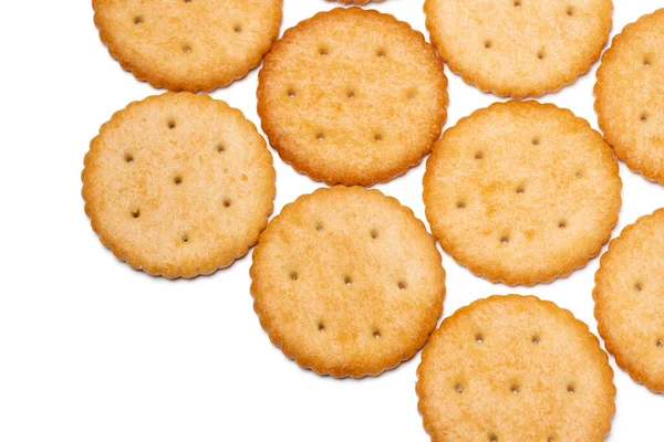 Healthy Whole Wheat Cracker White Background Stack Saltine Crackers Isolated — Stock Photo, Image