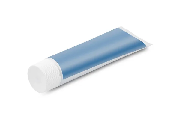 Imballaggio Bianco Tubo Alluminio Dentifricio Design Del Prodotto Cosmetico Mockup — Foto Stock