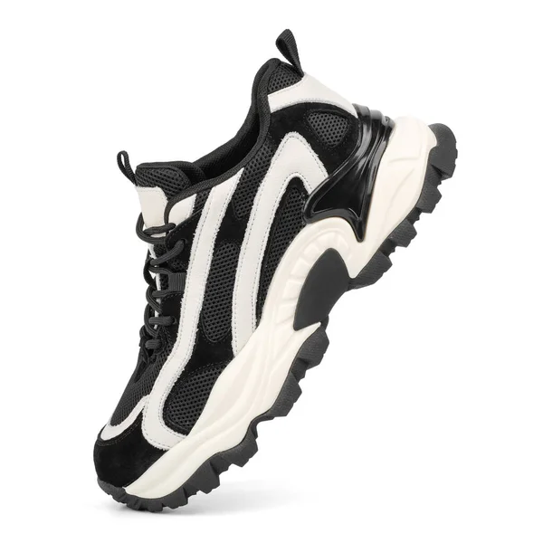 Кросівки Спортивне Взуття Ізольоване Білому Тлі Чорні Кросівки Бігають Взуттям — стокове фото
