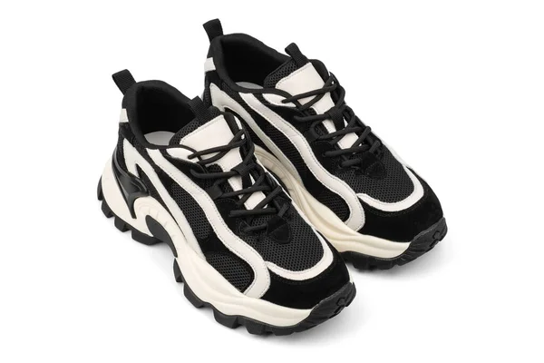 Sapatilhas Sapatos Esportivos Isolados Fundo Branco Sapatilhas Pretas Sapatos Casuais — Fotografia de Stock