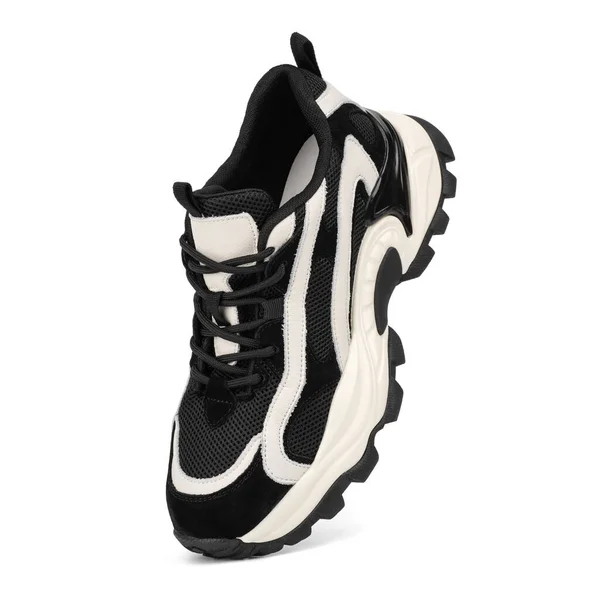 Кросівки Спортивне Взуття Ізольоване Білому Тлі Чорні Кросівки Бігають Взуттям — стокове фото