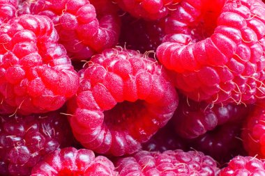 Olgun ahududulu makro shot. Meyve arkaplanı. Seçici odaklanma. Yatay biçim