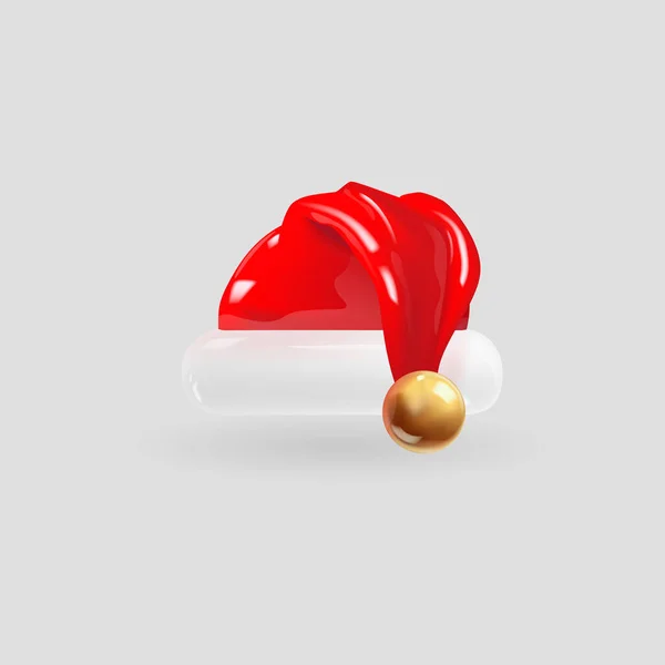 Cappello Babbo Natale isolato su sfondo grigio. Icona vettoriale di rendering realistico 3d. — Vettoriale Stock