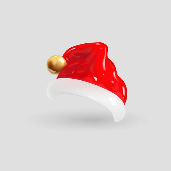 3d cartone animato cappello Babbo Natale isolato su sfondo grigio. — Vettoriale Stock