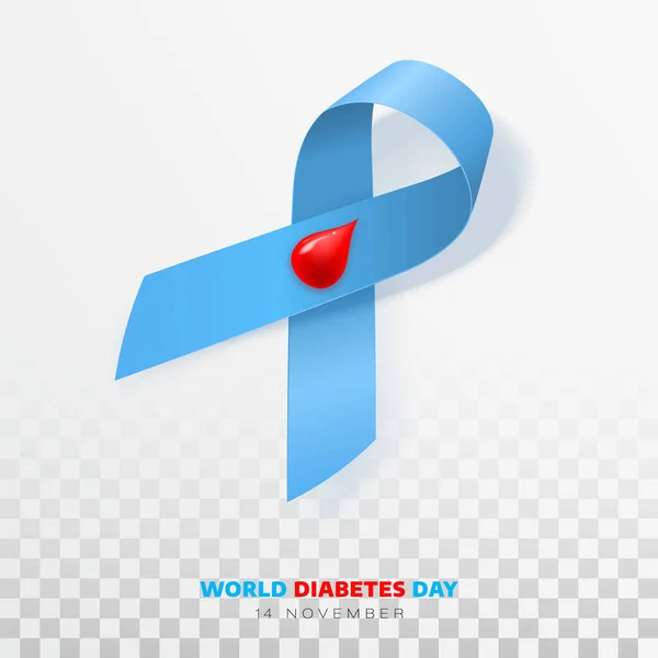 Werelddiabetesdag November Lint Met Bloeddruppel Symbool Van Diabetes Dag Transparante — Stockvector
