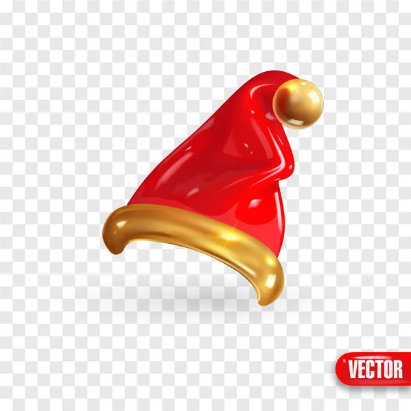Karikatura Red Santa Claus Klobouky Izolované Průhledném Pozadí Ikona Realistického — Stockový vektor