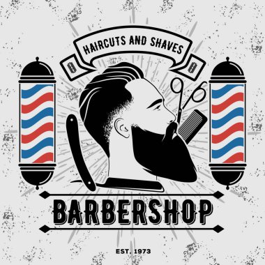 Berber dükkanı logosu tasarımı konsepti.