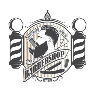 Berber dükkanı logosu tasarımı konsepti.