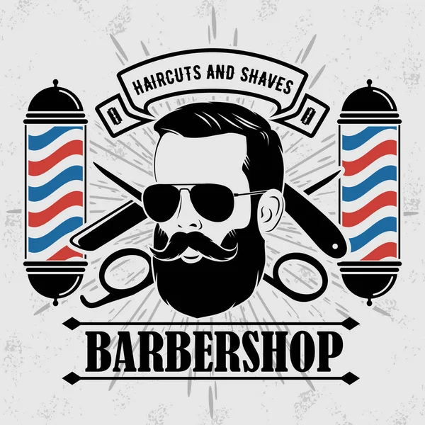 Conceito de design de logotipo de barbearia com pólo de barbeiro —  Vetores de Stock