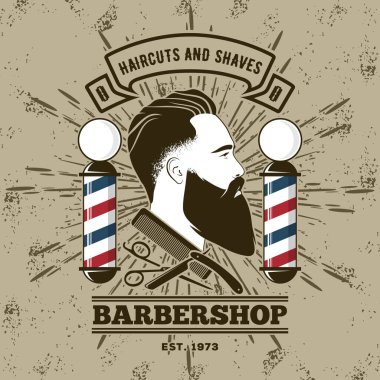 Berber dükkanı logosu tasarımı konsepti.