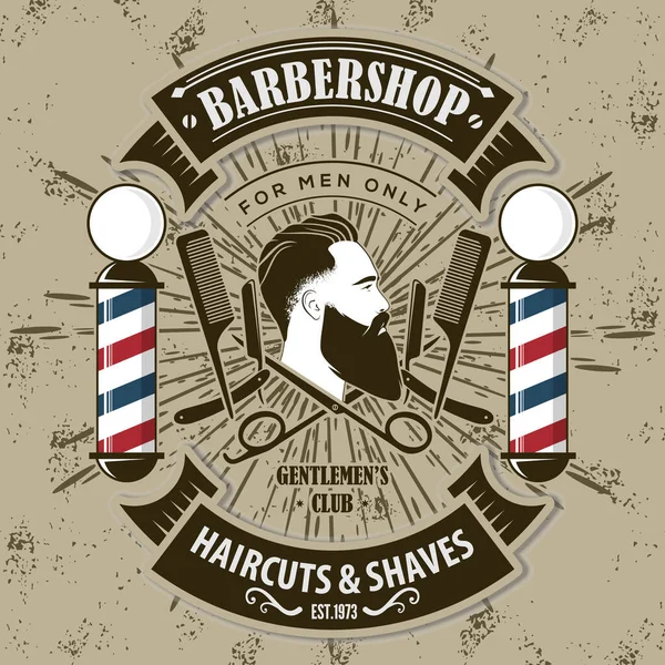 Conceito de design de logotipo de barbearia com pólo de barbeiro —  Vetores de Stock