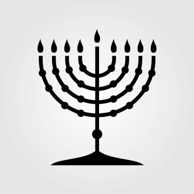 Hanuka Menorah dokuz mum şamdan ikonu