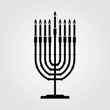 Hanuka Menorah dokuz mum şamdan ikonu