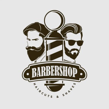 Berber dükkanı logosu tasarımı konsepti.