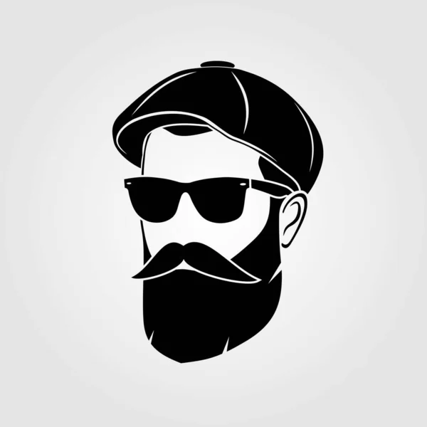 Bearded men in Newsboy Cap. Hipster icon isolated — Stock Vector