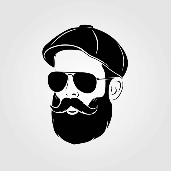 Bearded men in Newsboy Cap. Hipster icon isolated — Stock Vector