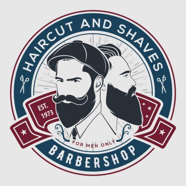 Sakallı adamlarla berber dükkanının poster şablonu