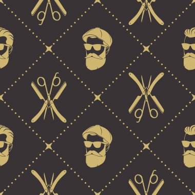 Hippi suratlı, kusursuz berber dükkanı.