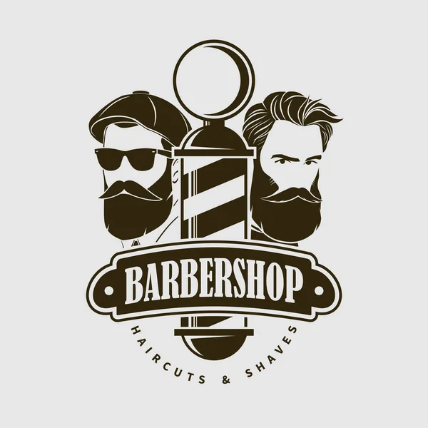 Modelo de cartaz de barbearia com homens barbudos — Vetor de Stock