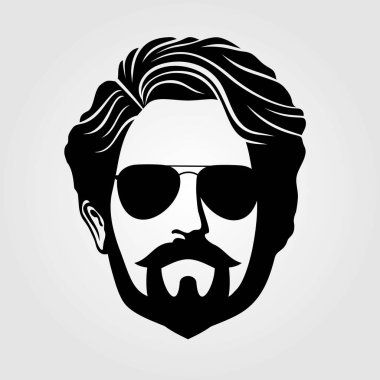 Güneş gözlüklü sakallı adamlar, hippi suratlı ikon. 