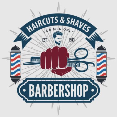 Berber dükkanı logosu tasarımı konsepti.