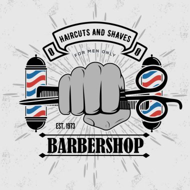 Berber dükkanı logosu tasarımı konsepti.