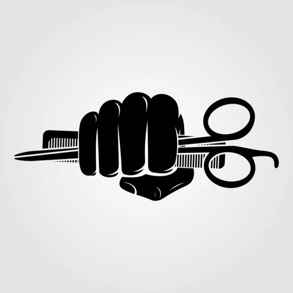 Tijeras de mano de peluquería y peine icono — Archivo Imágenes Vectoriales