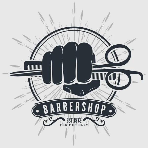 Friseurladen-Logo-Design-Konzept mit Friseurstange — Stockvektor