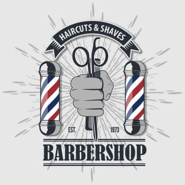 Berber dükkanı logosu tasarımı konsepti.