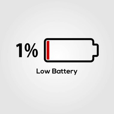 düşük pil simgesi beyaz arkaplanda izole edildi