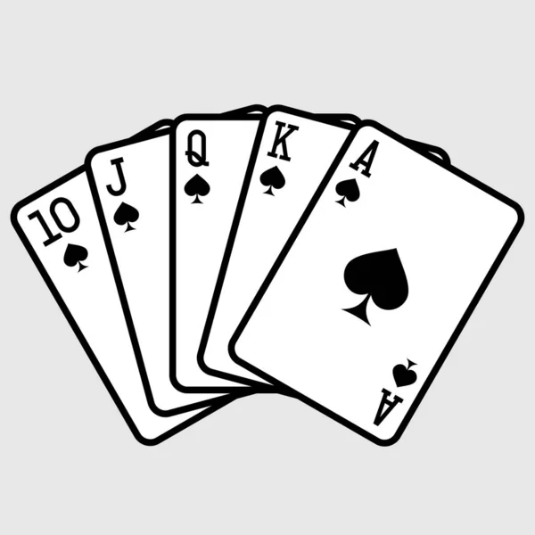 Royal flush. Ícone de mão de poker. Ilustração vetorial — Vetor de Stock