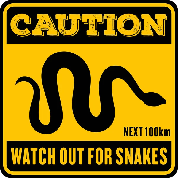 Serpientes, señal de advertencia o banner ilustración vectorial — Vector de stock