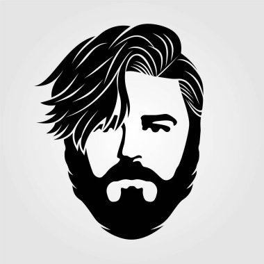 Sakallı adamlar, hippi suratlı ikon izole edilmiş. Vektör 