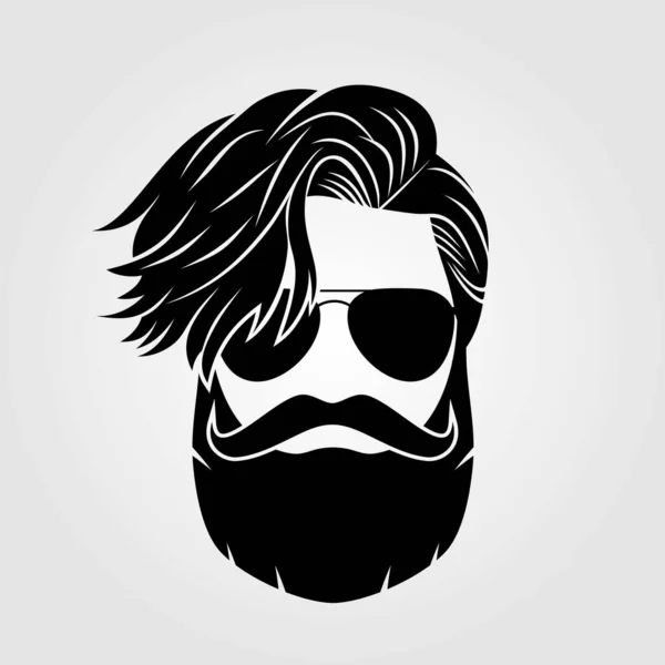 Hombres barbudos en gafas de sol, icono de la cara hipster — Archivo Imágenes Vectoriales