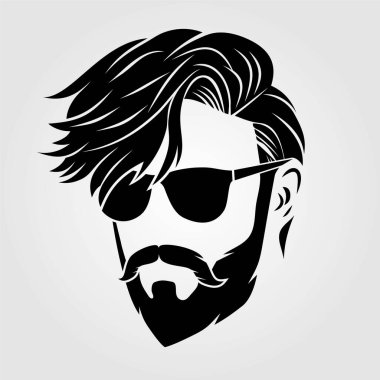 Güneş gözlüklü sakallı adamlar, hippi suratlı ikon. 