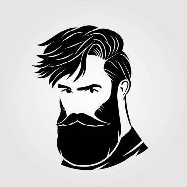 Sakallı adamlar, hippi suratlı ikon izole edilmiş. Vektör 