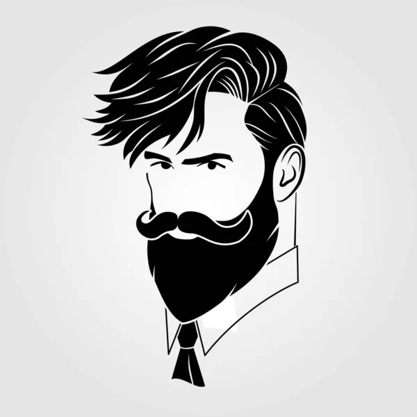 Hombres barbudos, ícono de cara hipster aislado. Vector — Vector de stock