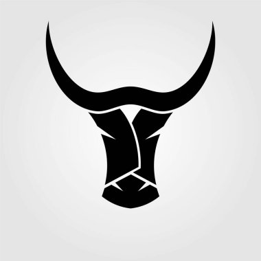 Boğa başı simgesi beyaz arka planda izole edildi. Vektör illüstrasyonu