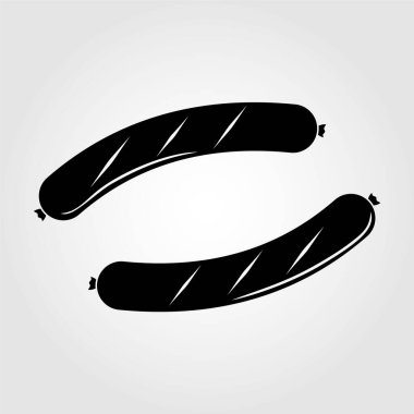 Izgara sosis ikonu beyaz arkaplanda izole edilmiş. Vektör illüstrasyonu