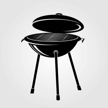 Barbekü Izgara simgesi beyaz arkaplanda izole edildi. Vektör illüstrasyonu