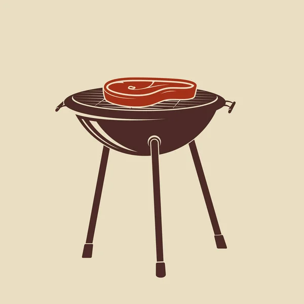 Barbecue Grill Steak Isolated White Vector Illustration — Stock vektor