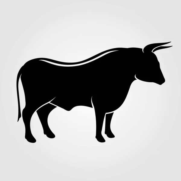 Bull Silhouette Preto Isolado Fundo Branco Ilustração Vetorial — Vetor de Stock