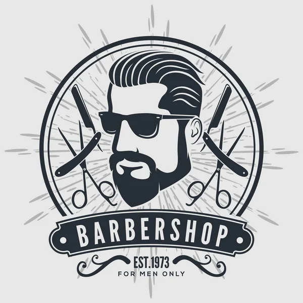 Barbershop Poster Banner Vorlage Mit Bärtigen Männern — Stockvektor