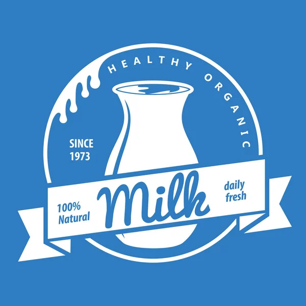 Natural Milk Logo Design Isolated White Background Vector Illustration — Image vectorielle