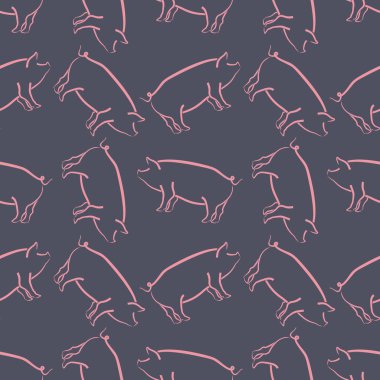 Domuz kusursuz tekrarlama kalıbı arka planı. Vektör illüstrasyonu