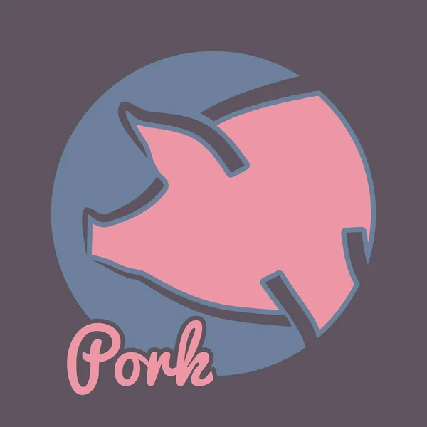 Schweinefleisch Logo Etikett Oder Plakat Für Metzgerei Oder Bauernmarkt Vektorillustration lizenzfreie Stockillustrationen
