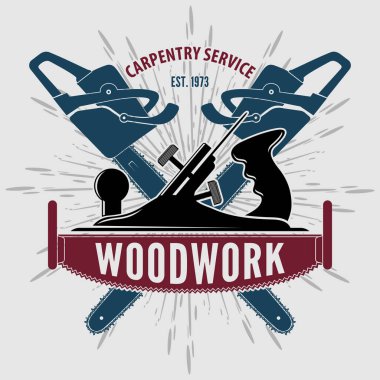 Marangoz logosu tasarım şablonu. Vektör illüstrasyonu