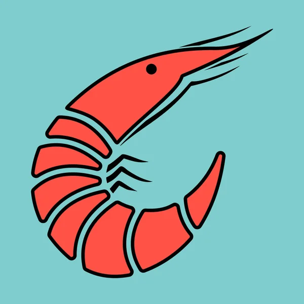 Shrimp Prawn Isolated Flat Style Vector Illustration — Stock Vector